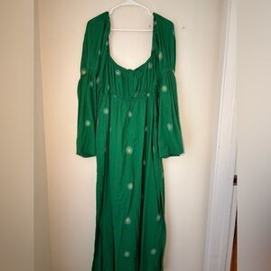 Free People Green with Yellow Floral Embroidery